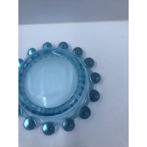 Imperial Candlewick Elegant Glass Aqua Blue Round Ashtray Dish tray 4"/ Trinket - Picture 6 of 8